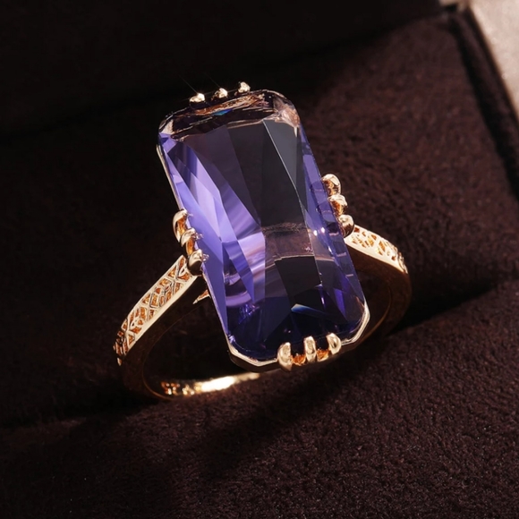 🎀18k/925 Luxury Statement Amethyst Ring - Picture 2 of 7